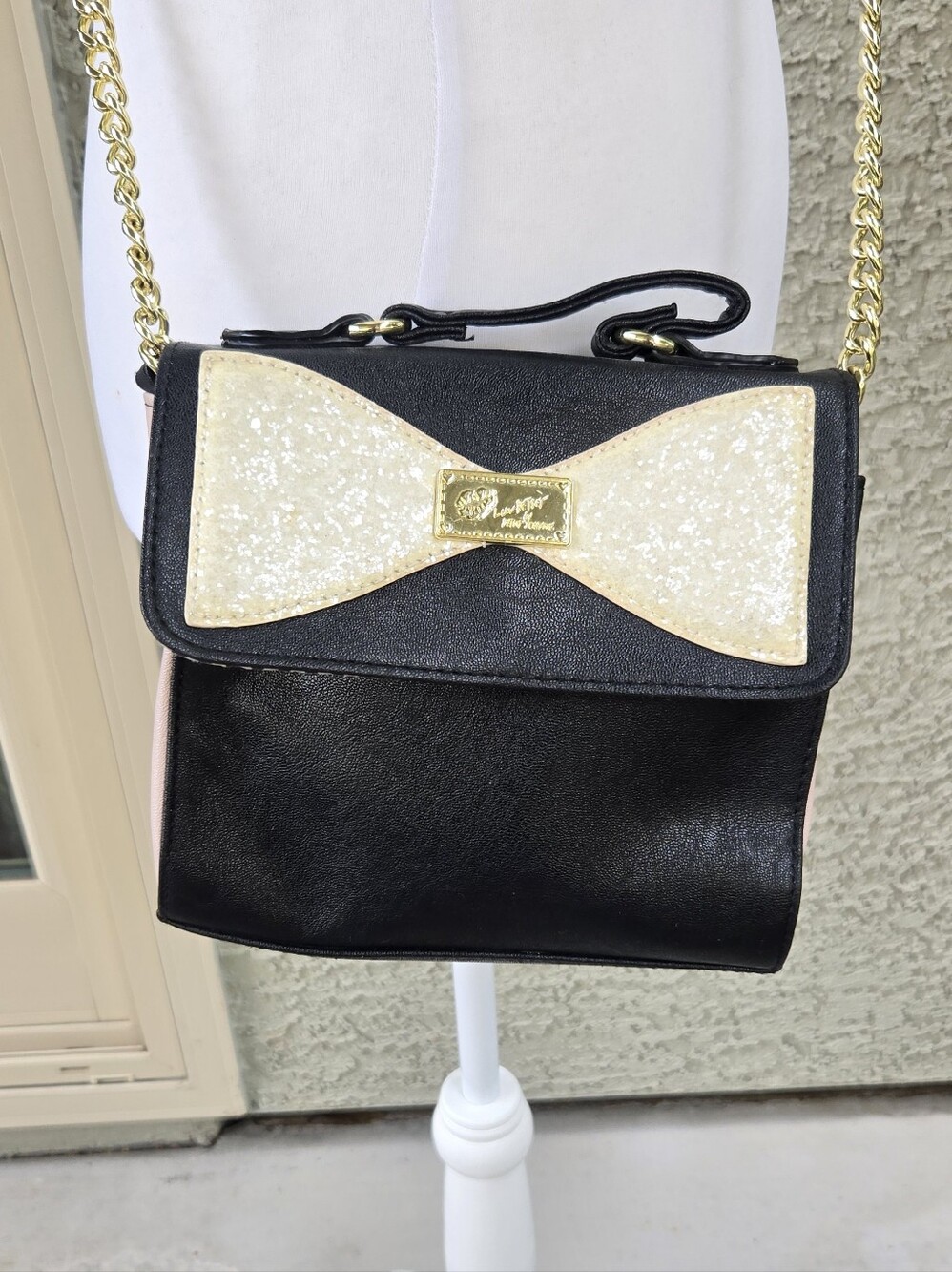 Luv Betsey Bow Accent Black Crossbody Bag